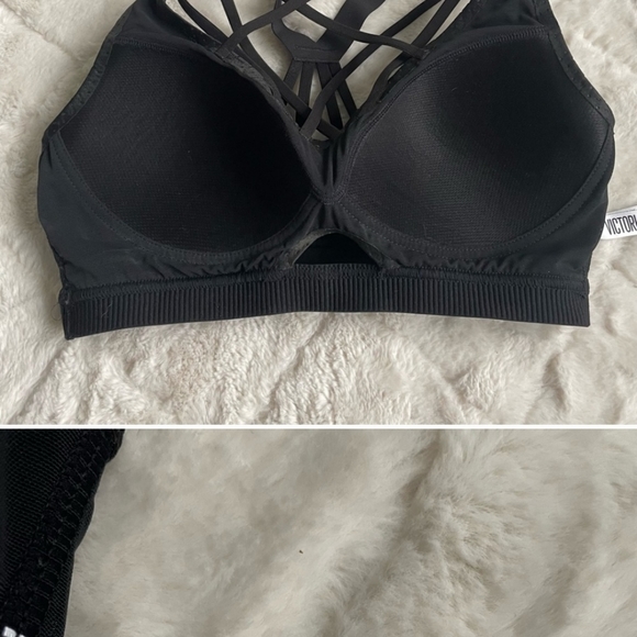 VSX Sport | Black Strappy Mesh Front Cut out Racerback Sports Bra | Size 32C - Picture 3 of 4
